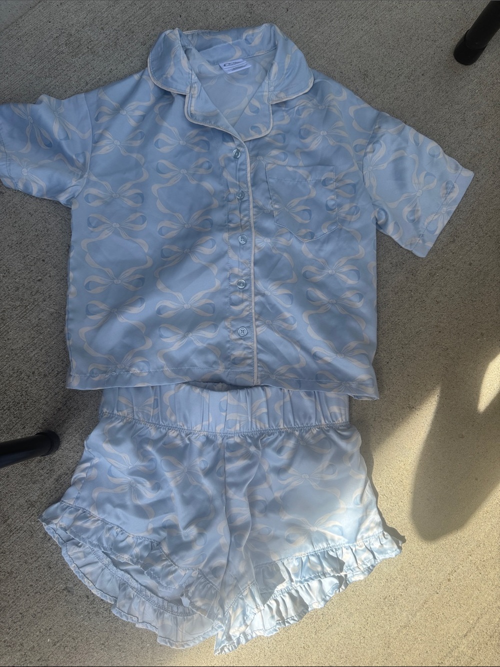 Cat & Jack Light Blue Bow-Print Short Pajama Set